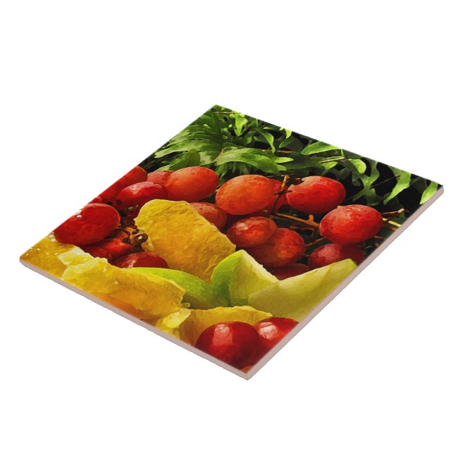 Fruit and Ferns Ceramic Tile