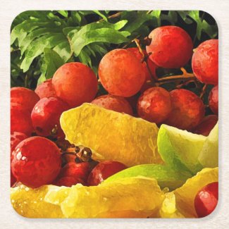 Fruit and Ferns Sturdy Paper Coasters