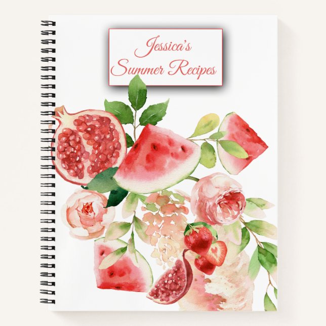 Fruit and Flower Watercolor Recipe Notebook (Front)
