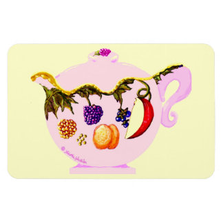 Fruit And Leaves Pink China Teapot Premium Flexi M Magnet