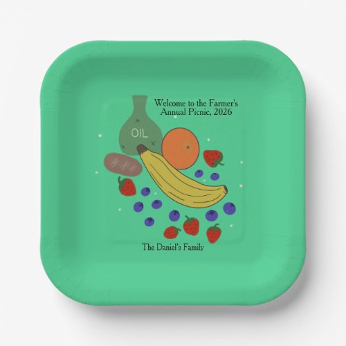 Fruit and Oil 7-inch Square Event Plates