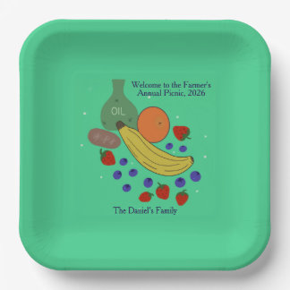 Fruit and Oil 9 in. Sq. Event Plates