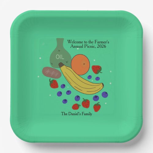 Fruit and Oil 9-inch Square Event Plates