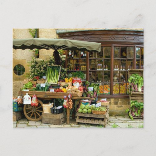 Fruit and Veg Colorful English Village Store Postcard
