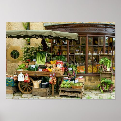 Fruit and Veg Colorful English Village Store Poster