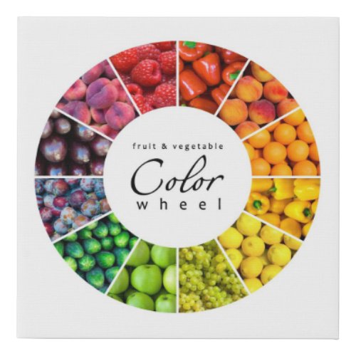 Fruit and vegetable color wheel 12 colors faux canvas print