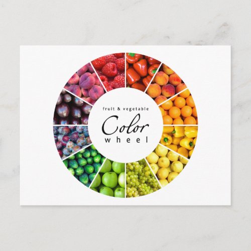 Fruit and vegetable color wheel 12 colors postcard