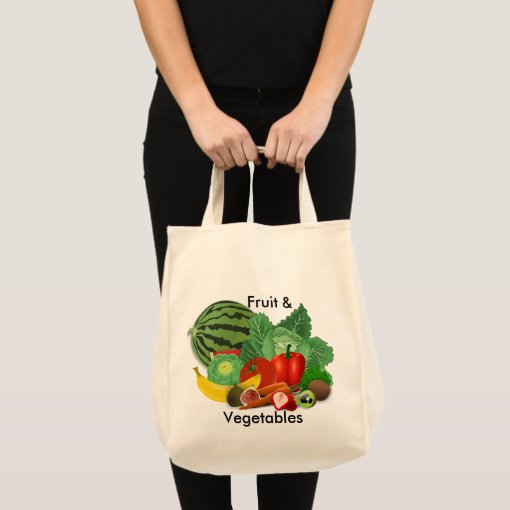 Fruit And Vegetable Grocery Tote Bag | Zazzle