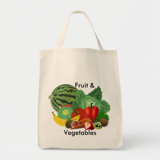 Fruit And Vegetable Grocery Tote Bag | Zazzle.com