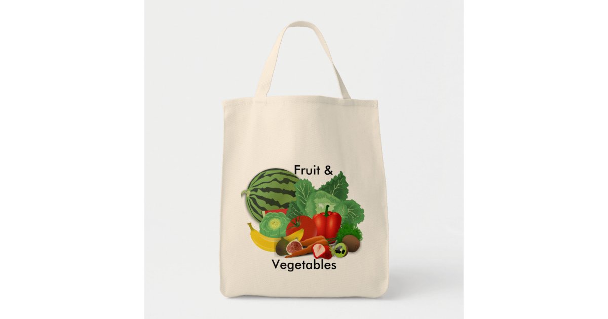 Fruit And Vegetable Grocery Tote Bag | Zazzle