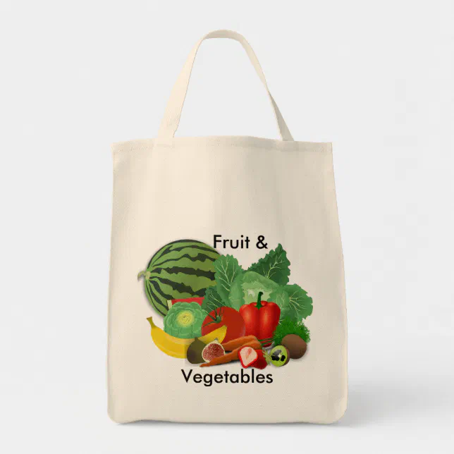 Fruit And Vegetable Grocery Tote Bag | Zazzle