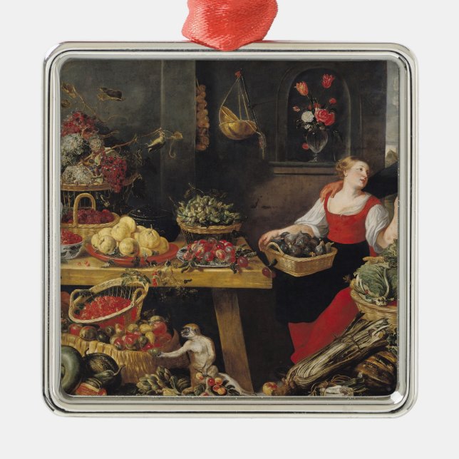 Fruit and Vegetable Market Metal Ornament (Front)