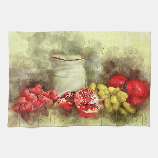 Fruit and Vegetable Still Life Kitchen Towel (Horizontal)