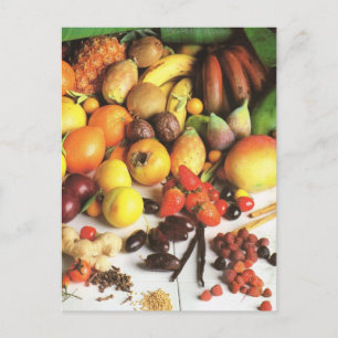 Fruit and vegetables, exotic fruits postcard