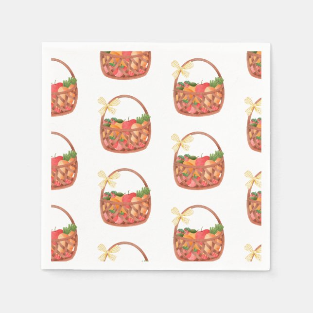 Fruit and veggie basket bow cute napkins (Front)