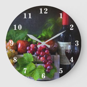 Fruit And Wine Large Clock by NatureTales at Zazzle