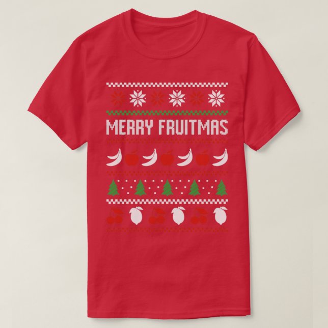 Fruit Banana Apple Bird Ugly Christmas Sweater Mer (Design Front)