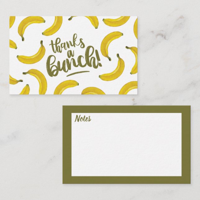 Fruit Banana Yellow Cute Thank You Card  (Front/Back)