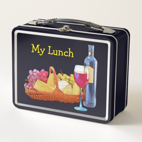 Fruit Basket and Wine Picnic Metal Lunch Box