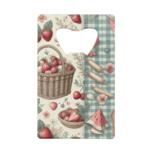Fruit Basket Gingham Fun Credit Card Bottle Opener