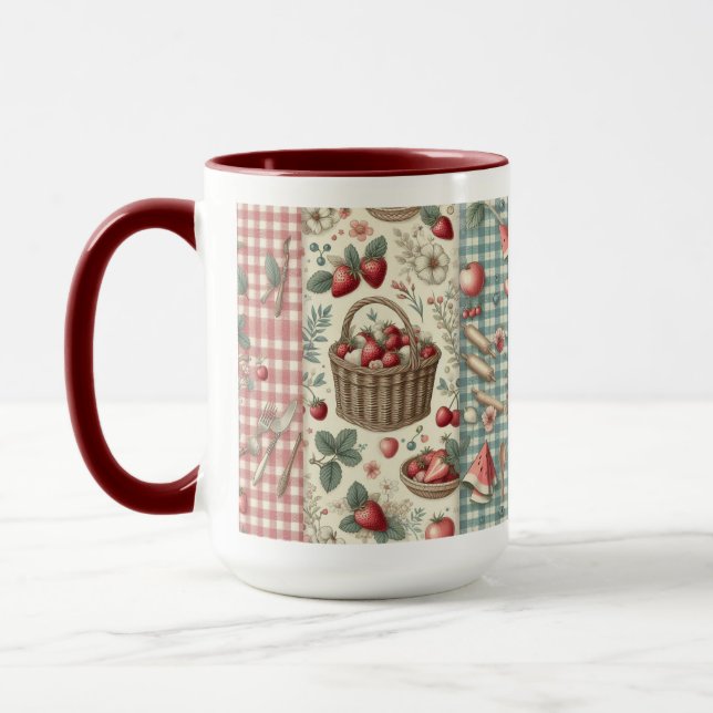 Fruit Basket Gingham Fun Mug (Left)