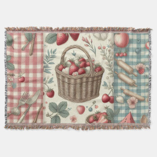 Fruit Basket Gingham Fun Throw Blanket