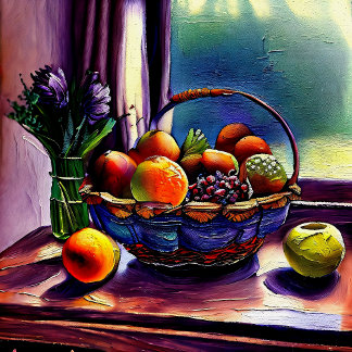 Fruit basket II Faux Wrapped Canvas Print