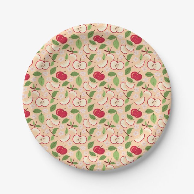 Fruit Basket Pattern Collection - Apples Paper Plates (Front)
