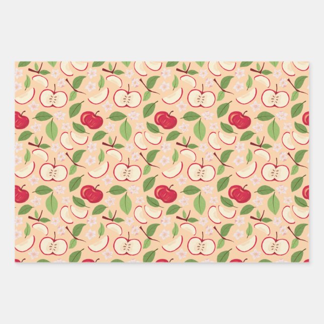 Fruit Basket Pattern Collection - Apples Wrapping Paper Sheets (Front)