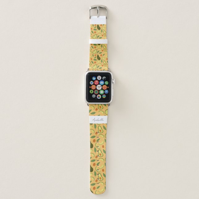 Fruit Basket Pattern Collection - Avocado Apple Watch Band (Front)