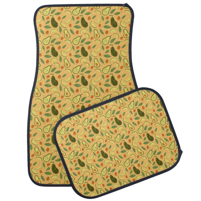 Fruit Basket Pattern Collection - Avocado Car Floor Mat (Set)