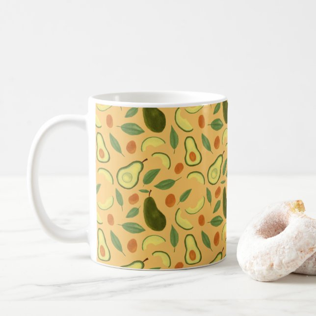 Fruit Basket Pattern Collection - Avocado Coffee Mug (With Donut)