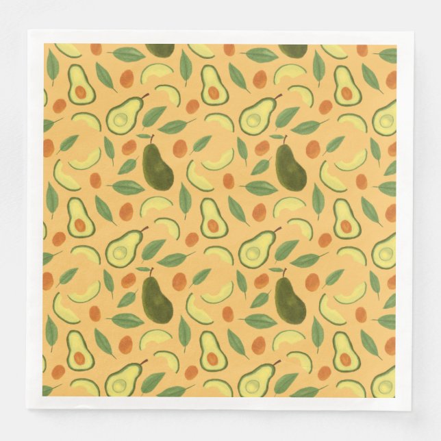Fruit Basket Pattern Collection - Avocado Paper Dinner Napkins (Front)