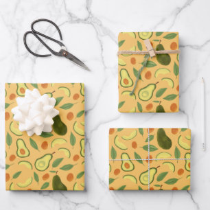 Fruit Basket Pattern Collection - Avocado Wrapping Paper Sheets
