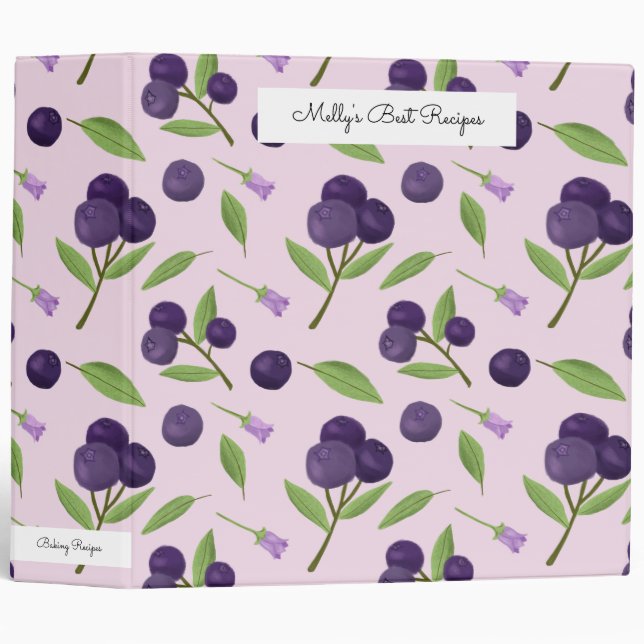 Fruit Basket Pattern Collection - Blueberries 3 Ring Binder (Front/Spine)