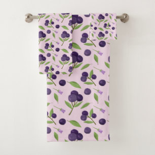 Fruit Basket Pattern Collection - Blueberries Bath Towel Set