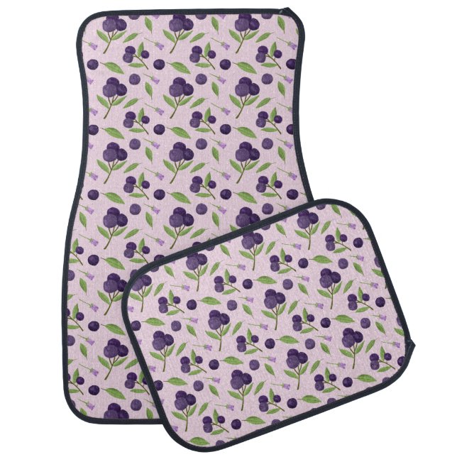 Fruit Basket Pattern Collection - Blueberries Car Floor Mat (Set)