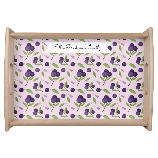Fruit Basket Pattern Collection - Blueberries Serving Tray (Front)