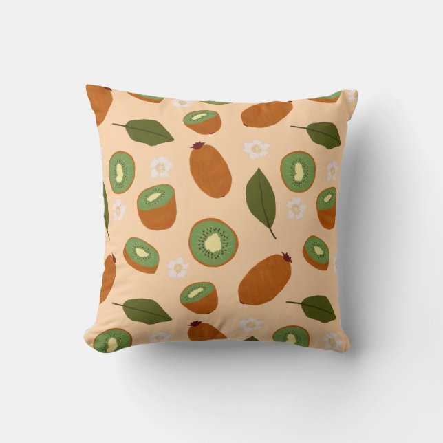 Fruit Basket Pattern Collection - Kiwi Throw Pillow (Front)