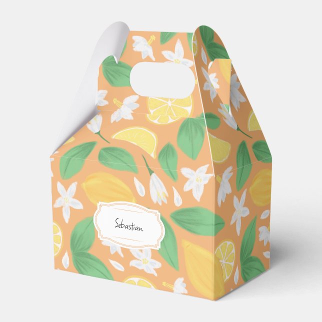 Fruit Basket Pattern Collection - Lemon Favor Boxes (Front Side)