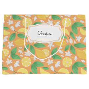 Fruit Basket Pattern Collection - Lemon Large Gift Bag