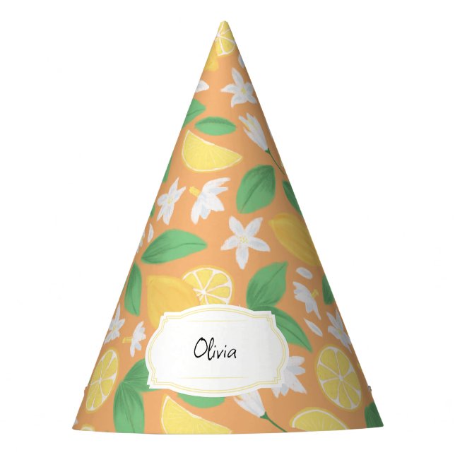 Fruit Basket Pattern Collection - Lemon Party Hat (Front)