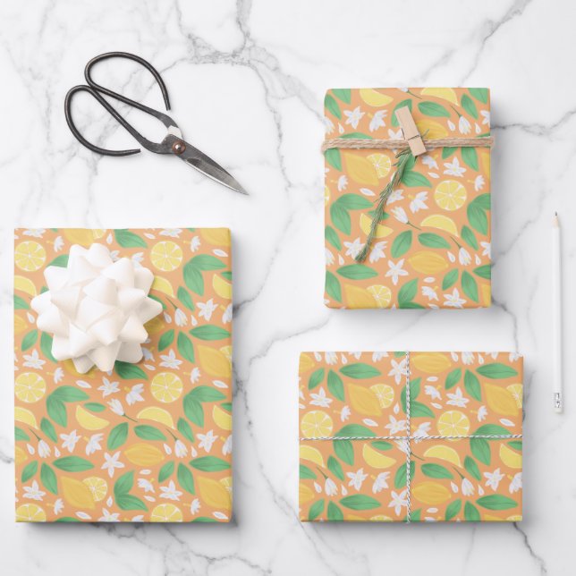 Fruit Basket Pattern Collection - Lemon Wrapping Paper Sheets (Front)