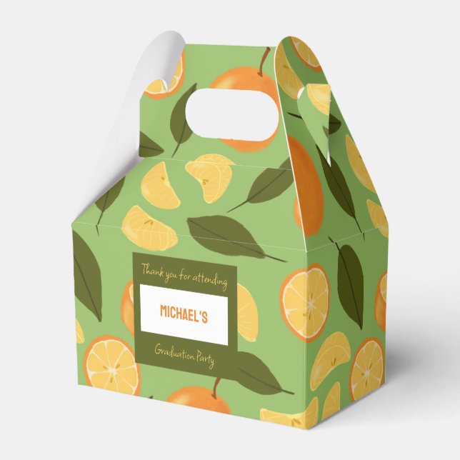 Fruit Basket Pattern Collection - Oranges Favor Boxes (Front Side)