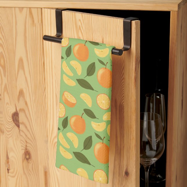 Fruit Basket Pattern Collection - Oranges  Kitchen Towel (Thirds Fold)