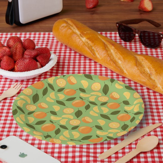 Fruit Basket Pattern Collection - Oranges Paper Plates (Picnic)