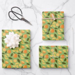 Fruit Basket Pattern Collection - Oranges Wrapping Paper Sheets