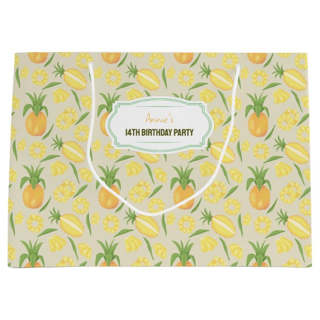 Fruit Basket Pattern Collection - Pineapples Large Gift Bag (Front)