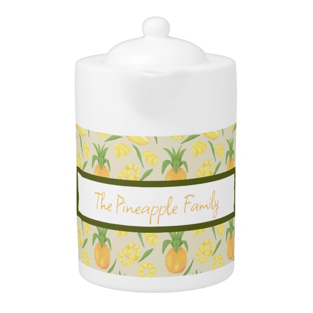 Fruit Basket Pattern Collection - Pineapples Teapot (Front)