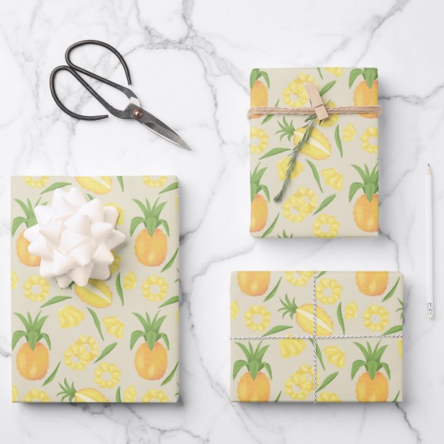 Fruit Basket Pattern Collection - Pineapples Wrapping Paper Sheets (Front)